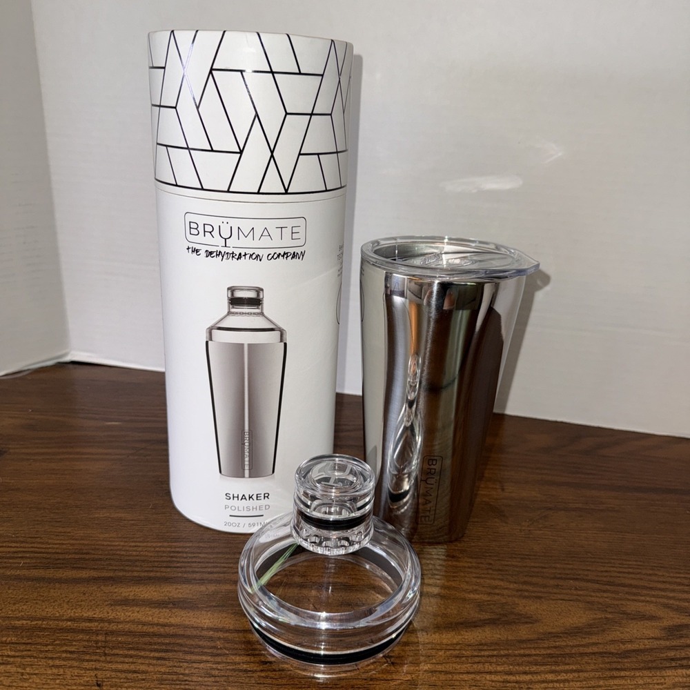 Brumate 20 oz Shaker And Tumbler Polished Silver New in Box